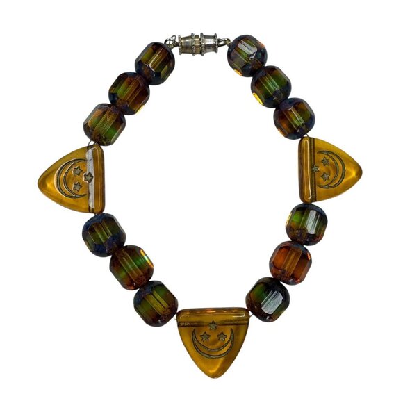 Vintage beaded bracelet with etched triangular bead details - Picture 7 of 7